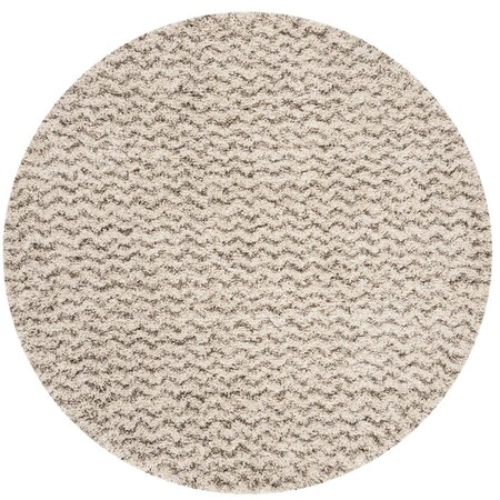 Safavieh Hudson Shag 300 Power Loomed Round Area RugIvory & Grey 5 x 5 ft. SGH330A-5R
